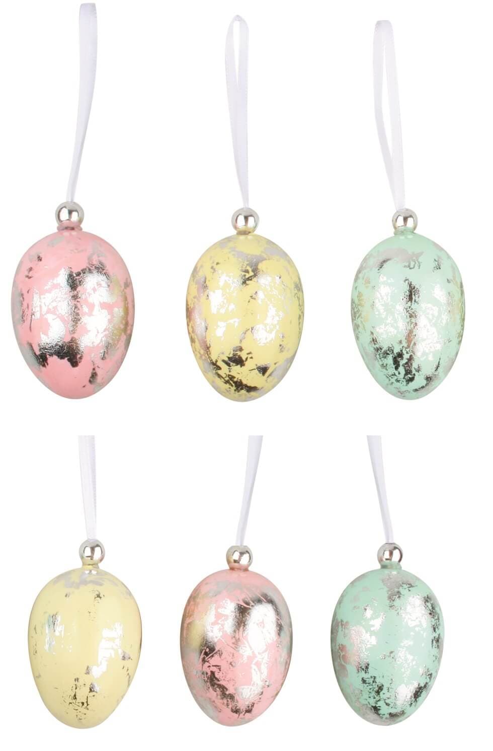 Velikonoční vejce zdobené plastové dekorace 6 cm sada