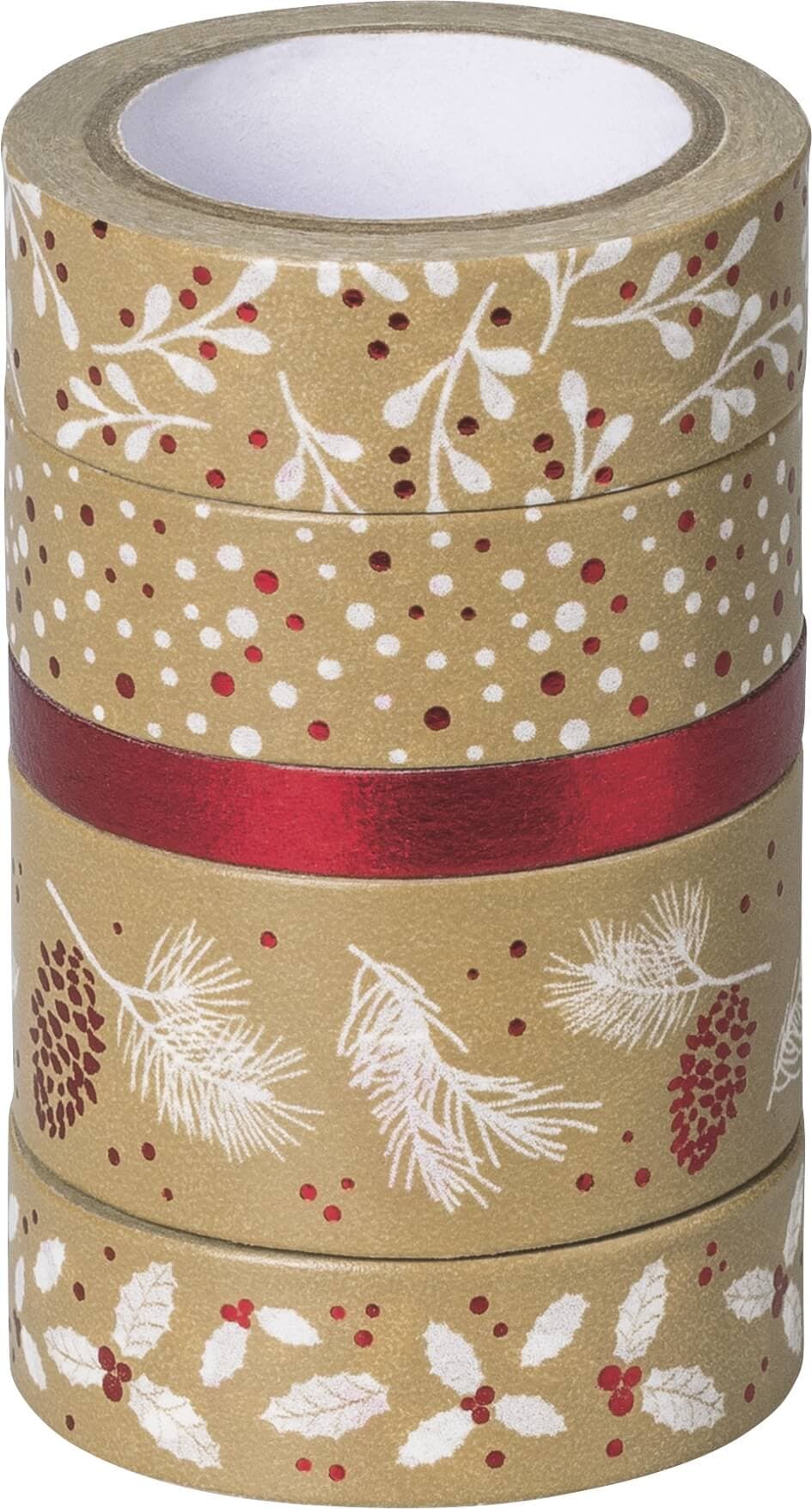 Dekorační páska Heyda Effect natur červený mix 5 ks