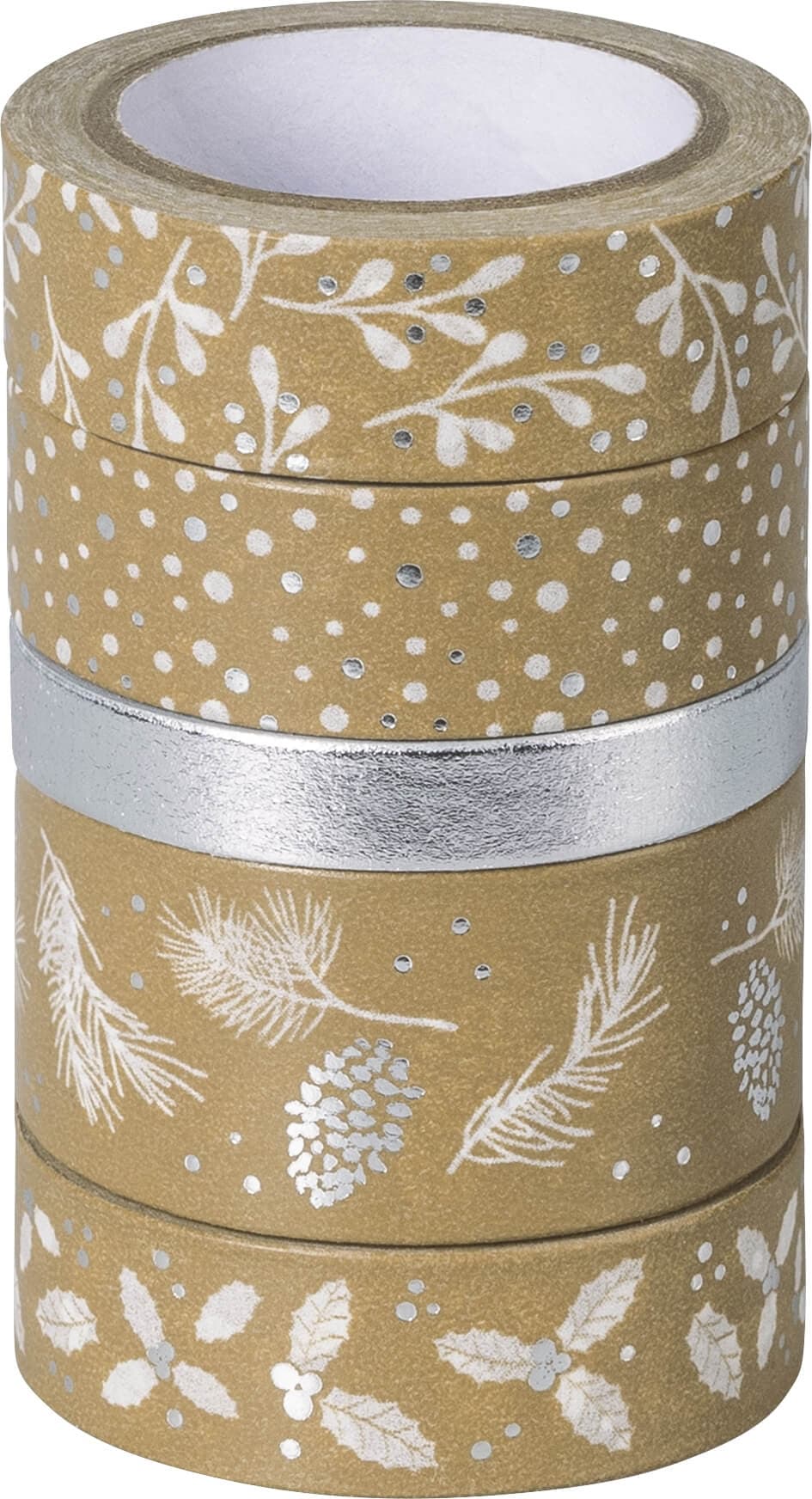 Heyda Effect dekorační páska natur stříbrný mix 5 ks