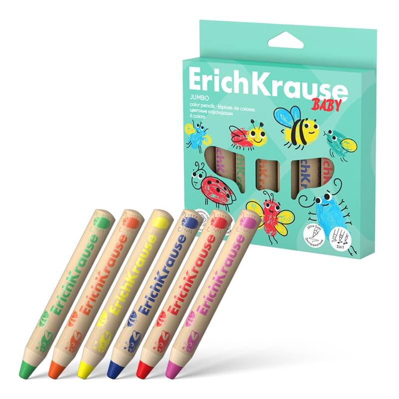 Dětské pastelky ErichKrause BABY JUMBO 3v1 6 barev