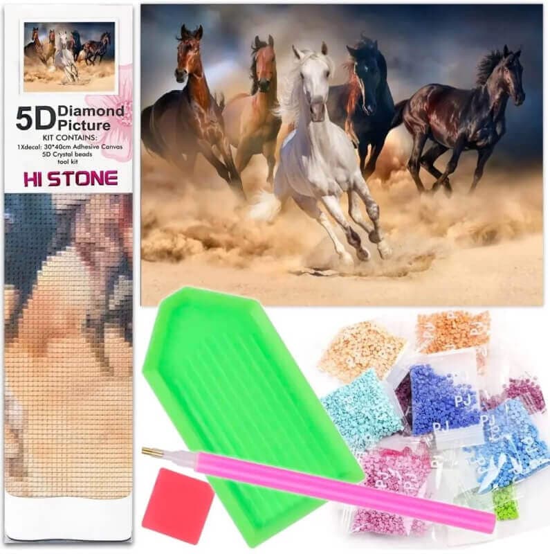 Diamantové malování 30x40cm sada koně ve cvalu