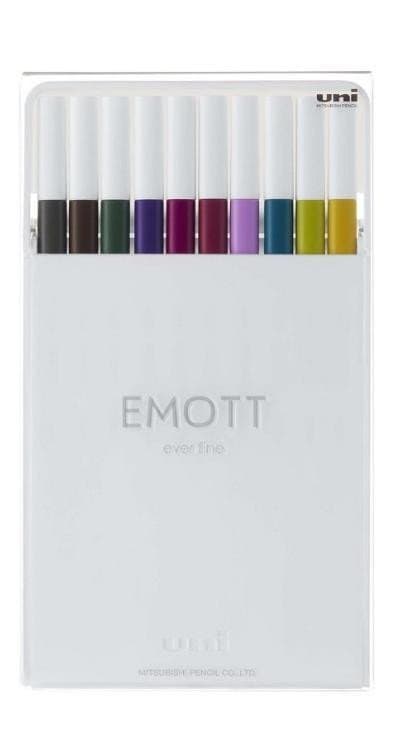 Uni EMOTT fineliner 0,4 mm sada 10 tmavých zemitých barev