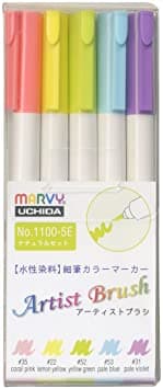Marvy Artist Brush sada 5ks umělecké fixy přírodní barvy