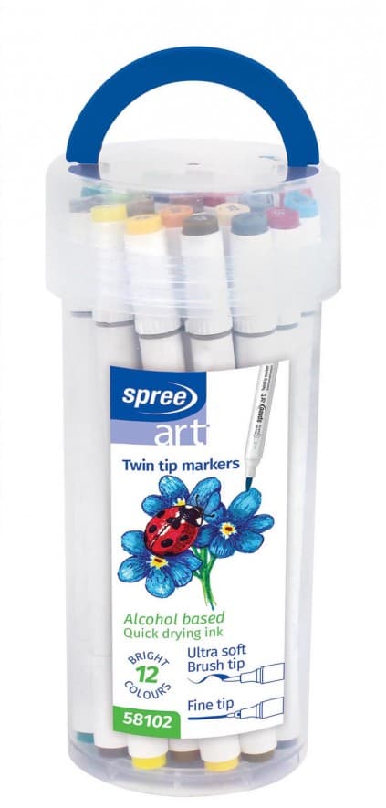Spree Art oboustranné alkoholové fixy sada 24 barev