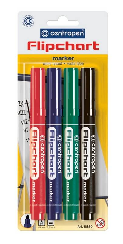 Centropen 8550 Flipchart marker sada 4 barev kulatý hrot