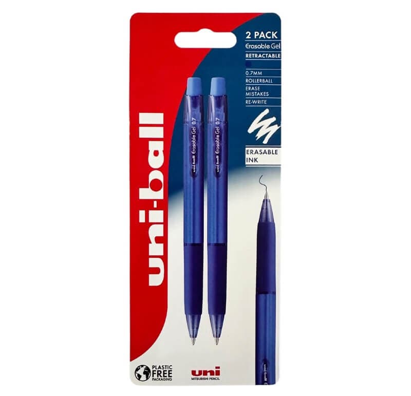 Uni Erasable Gel modré gumovací pero 0,7 mm 2ks