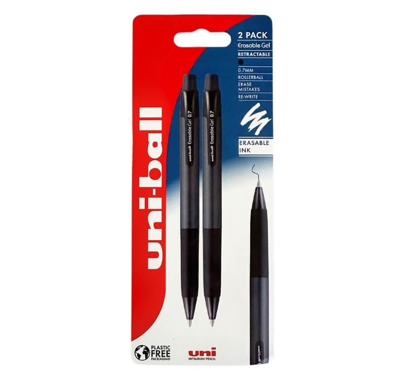 UNI Erasable Gel modré gumovací pero 0,7 mm 2 ks