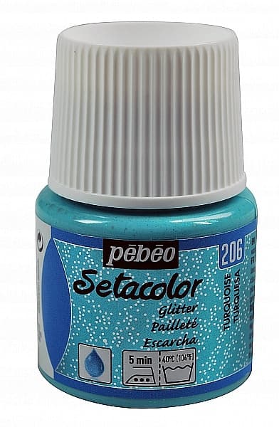 Pébéo Setacolor Light Glitter tyrkysová barva na textil 45ml