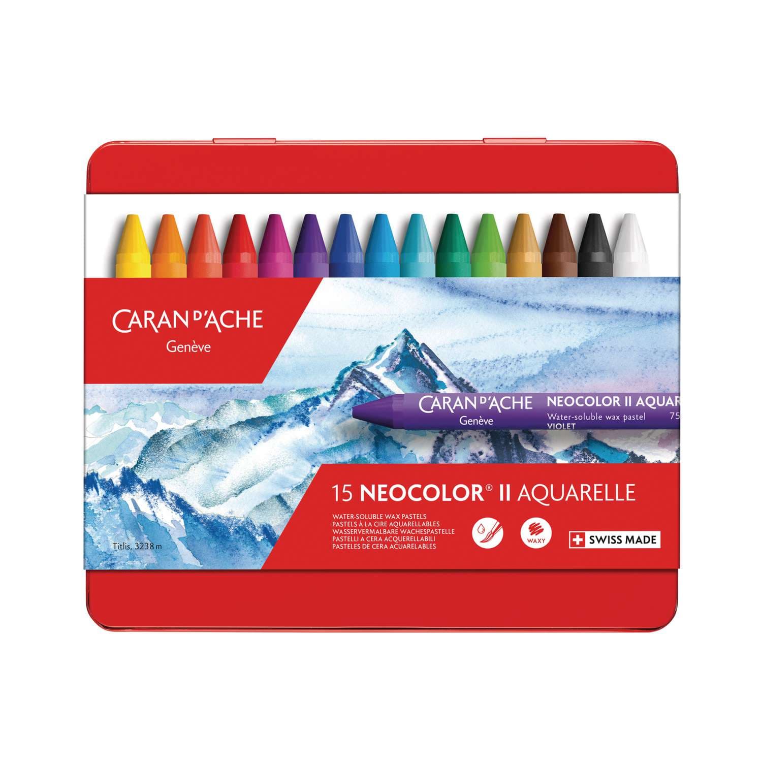 Caran d'Ache Fancolor gouache sada 15 barev čelní pohled
