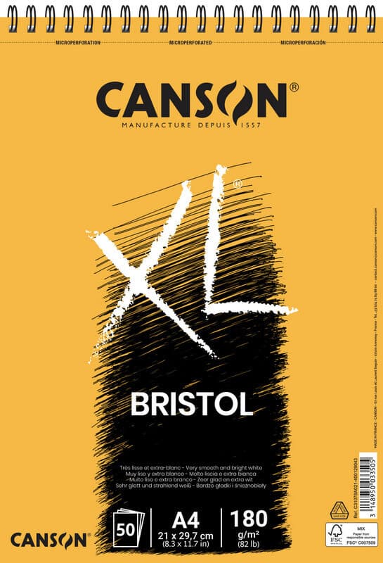 Canson XL Bristol A4 180g kroužkový grafický blok 50 listů