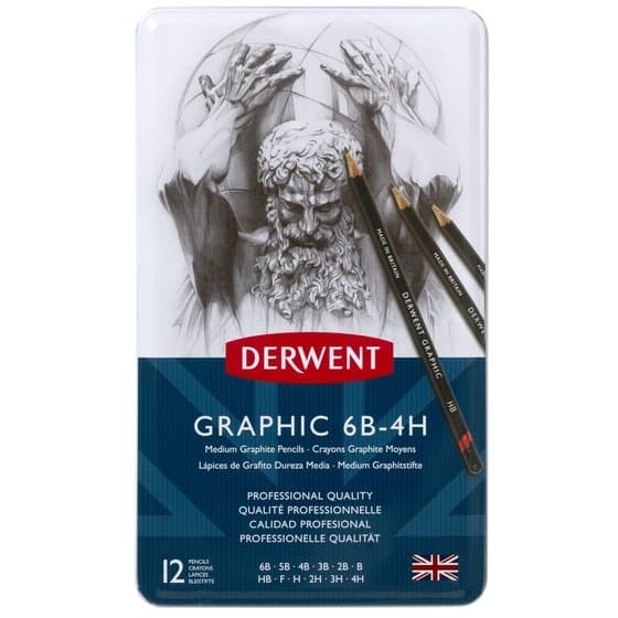 Derwent Graphic Medium sada 12 grafitových tužek kreslení