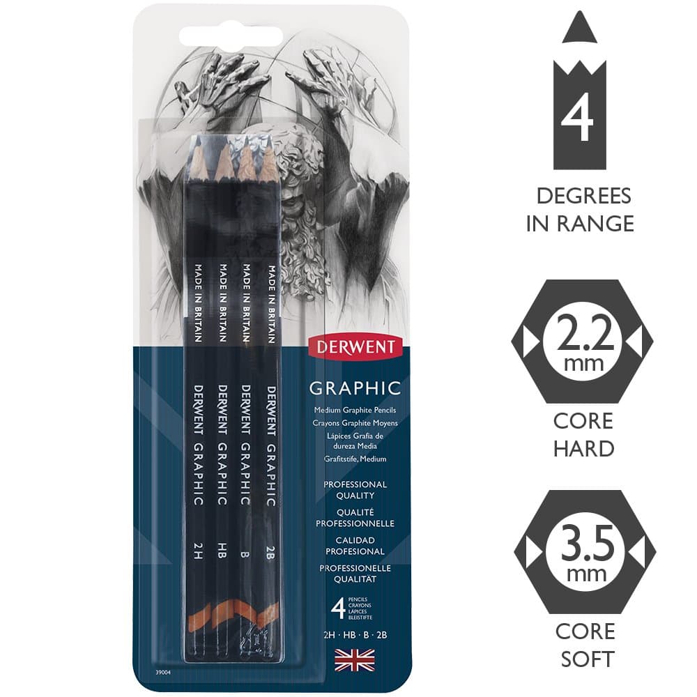 Derwent Graphic Medium grafitové tužky sada 4 ks