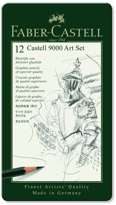 Faber-Castell 9000 Art Set grafitové tužky 12 ks kovová krabička