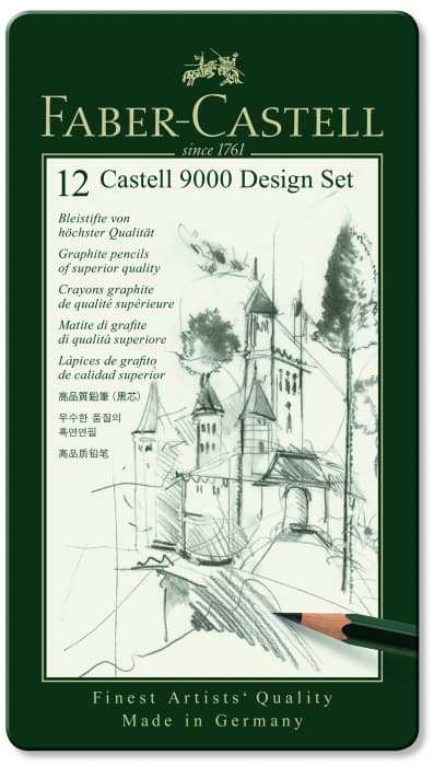 Faber-Castell 9000 grafitové tužky Design Set kovová krabička