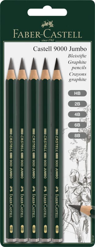 Faber-Castell 9000 JUMBO silné grafitové tužky sada 5 ks