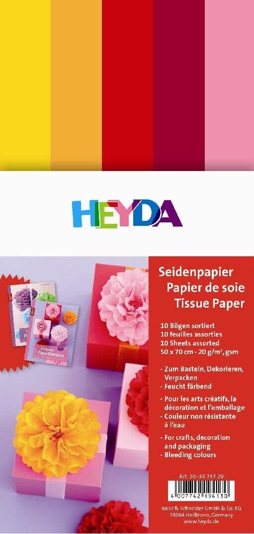 Heyda hedvábný papír mix žluto červený 50x70 cm