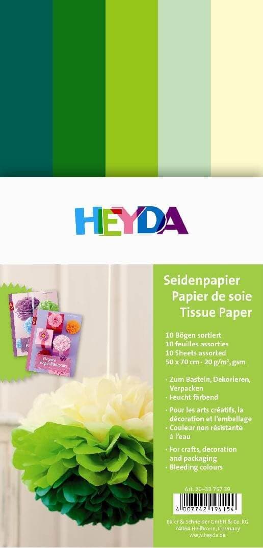 Heyda hedvábný papír mix žluto zelený 50x70 cm