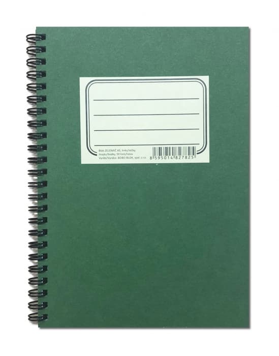 Bobo-Blok Zelenáč kroužkový blok A4 linky tečky 50 listů