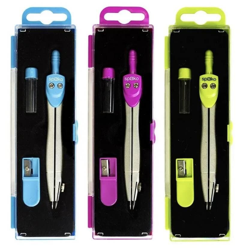 Spoko S051299401 školní kružítko s náhradní tuhou a ořezávátkem