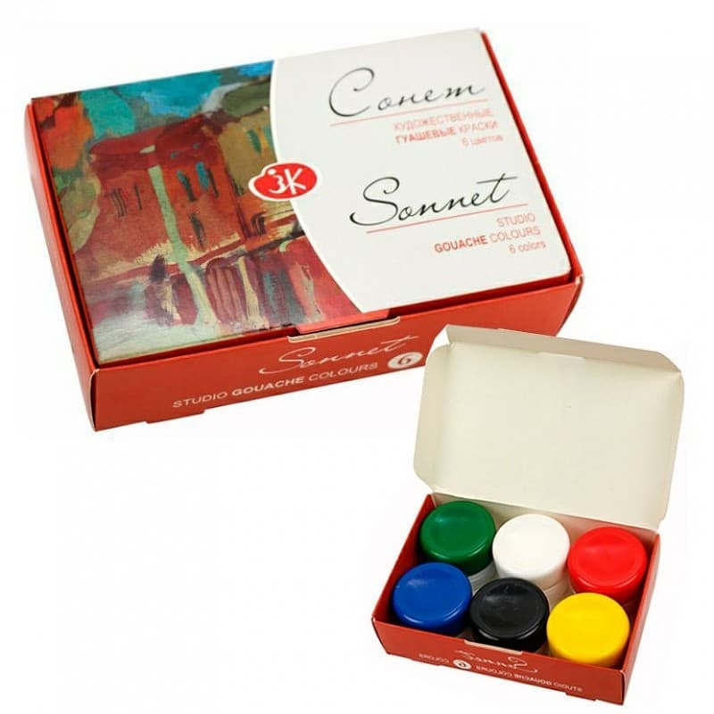 Nevskaya Palitra Sonnet kvašové barvy sada 6x20 ml