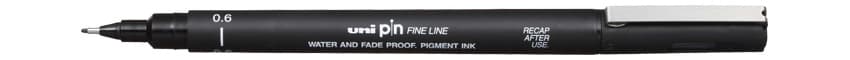 Uni PIN 06 černý liner 0,6 mm voděodolný fineliner