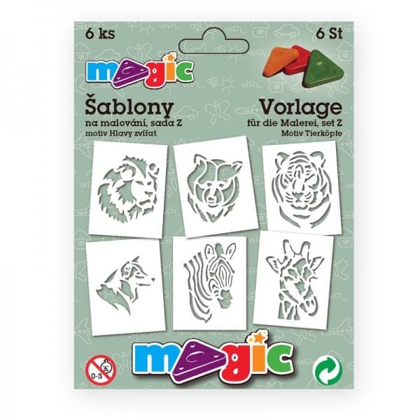 Magic šablony papírové hlavy zvířat sada 6 kusů
