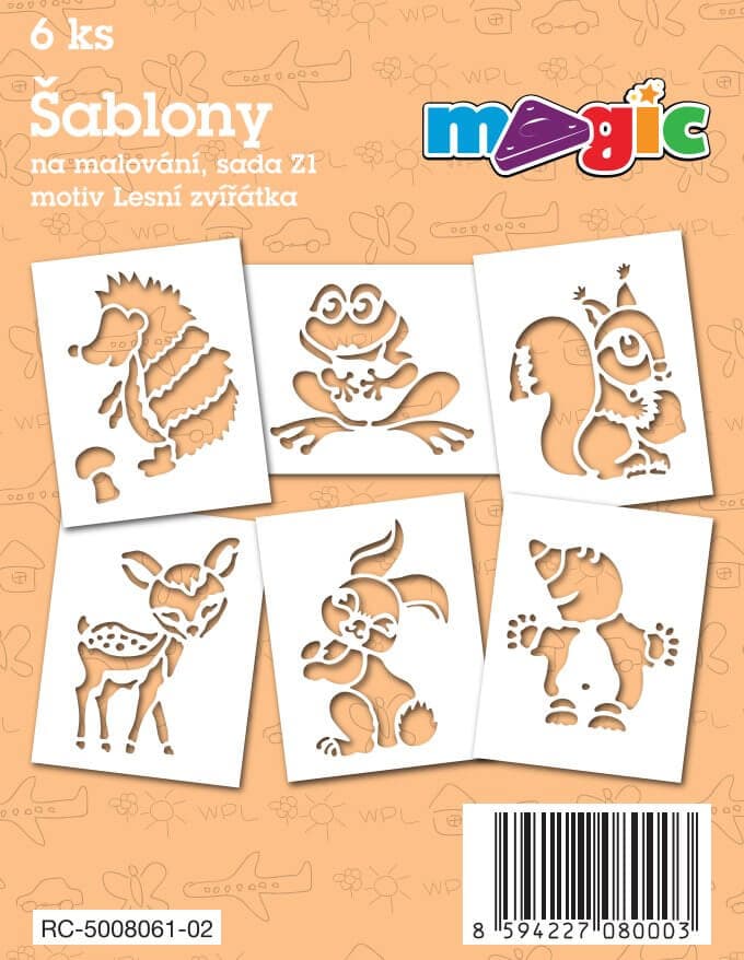 Magic šablony papírové Lesní zvířátka sada 6 kusů