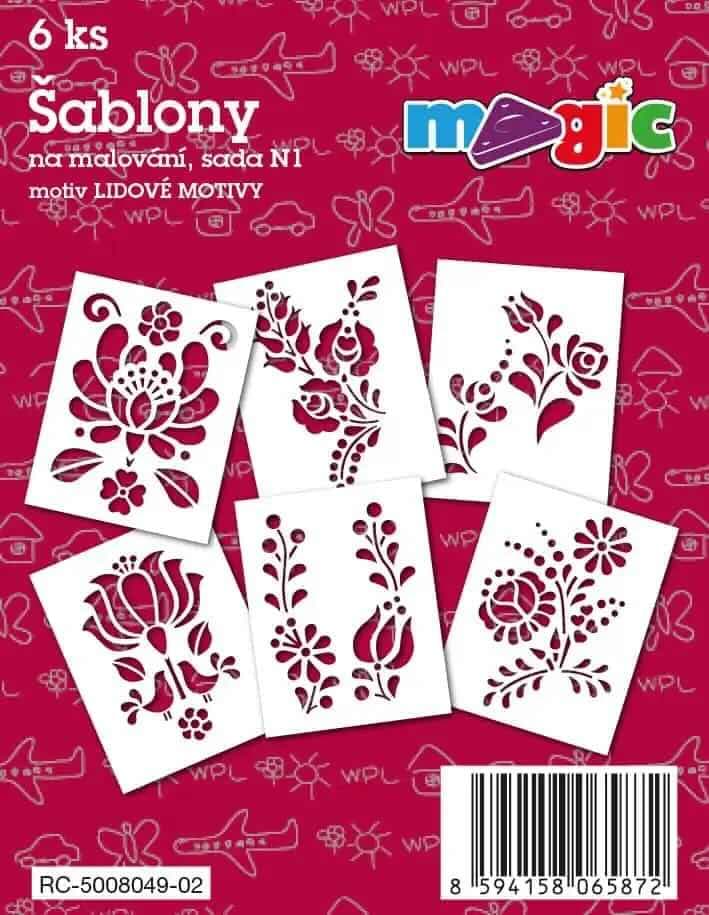 Magic šablony papírové sada lidové motivy 6 kusů