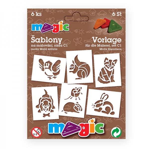 Magic šablony papírové sada malá zvířata 6 kusů