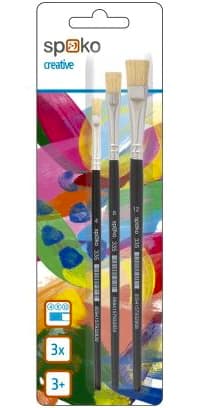 Spoko školní štětce S033501303 sada 3ks přírodní ploché