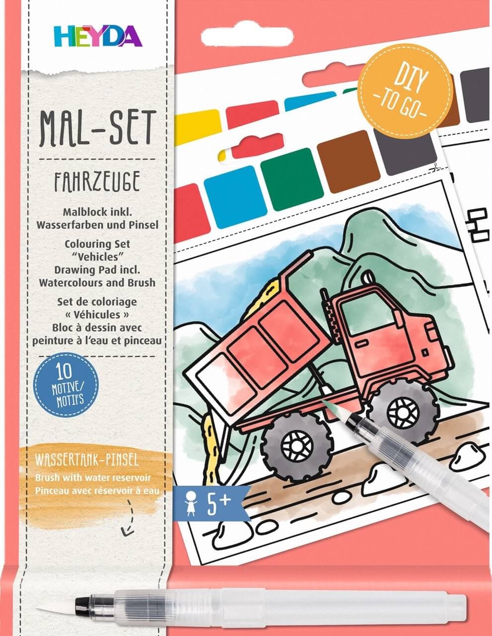 Heyda malování vodou auta vozidla 10 motivů štětec