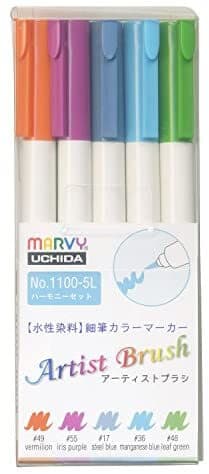 Marvy Artist Brush sada 5ks Harmony umělecké fixy