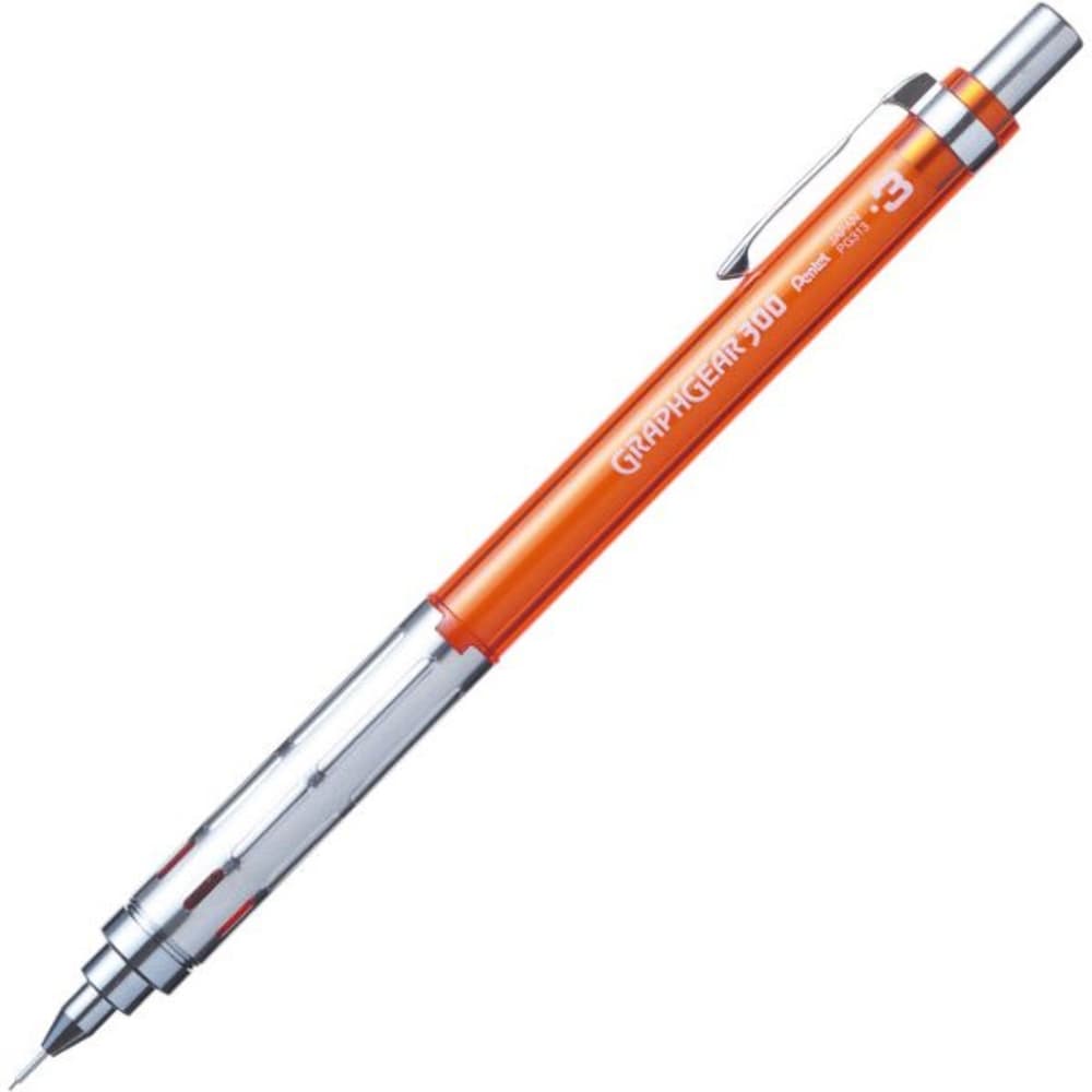 Pentel GraphGear 300 oranžová mikrotužka 0,3 mm pohled zepředu