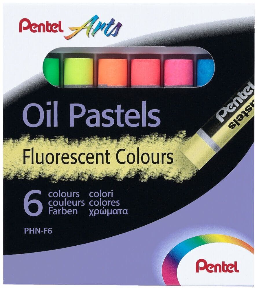 Pentel olejové pastely 6 fluorescentních barev sada
