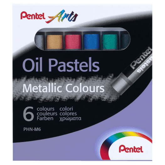 Pentel olejové pastely sada 6 metalických barev