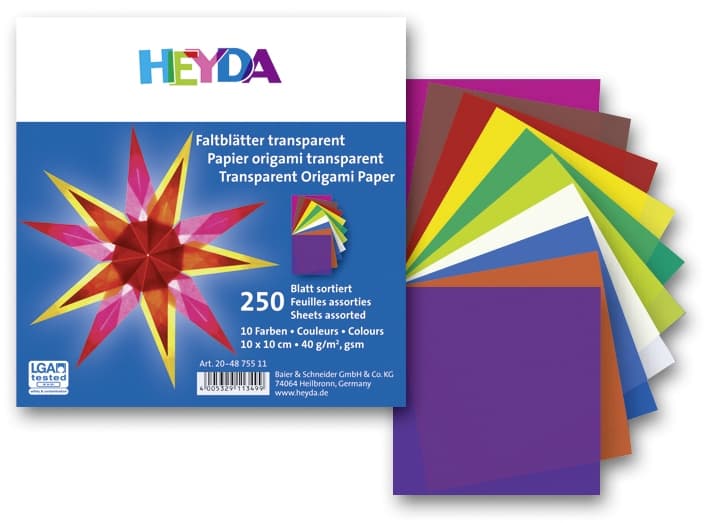 Heyda transparentní origami papír 10x10 cm 250 kusů