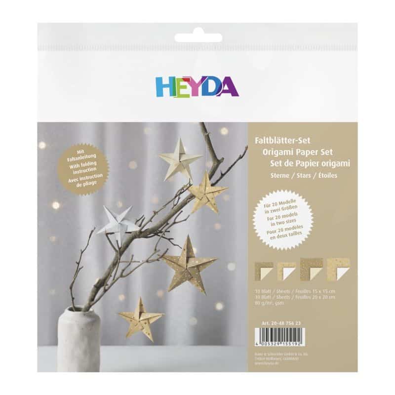 Heyda origami papíry kraft zlaté hvězdičky 15x15 20x20 cm