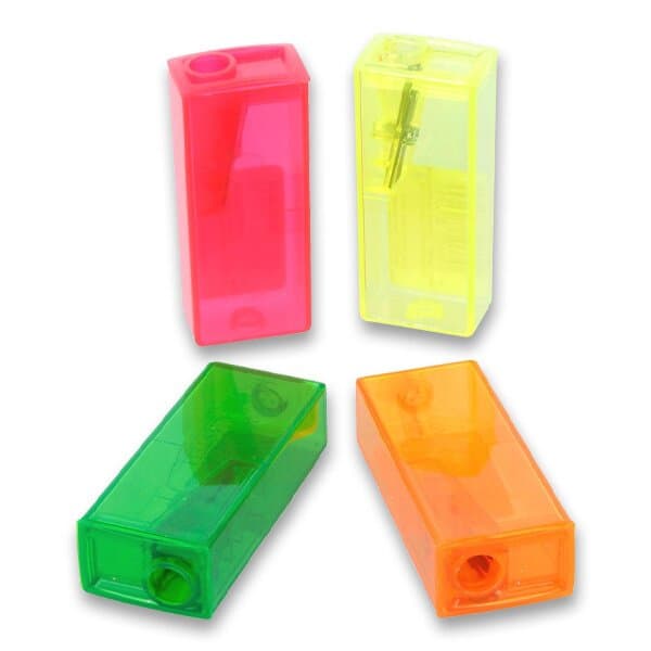 Ořezávátko Faber-Castell plastové FLUO barvy se zásobníkem