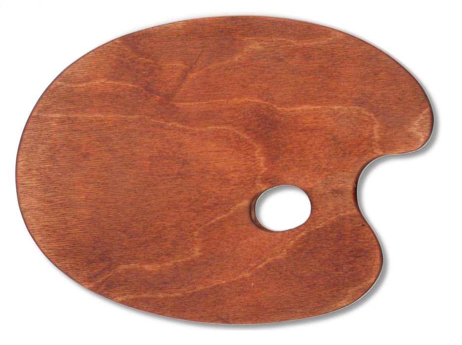 Kocierz dřevěná oválná malířská paleta voskovaná 280x365 mm