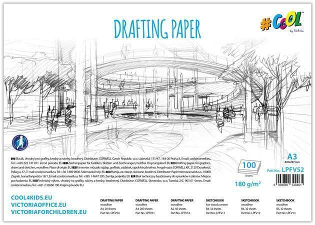 COOL BY VICTORIA papír technické výkresy čtvrtky A3 100 listů
