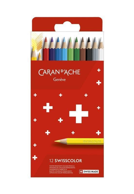 Caran d'Ache Swisscolor permanentní pastelky 12 barev kartonová krabička
