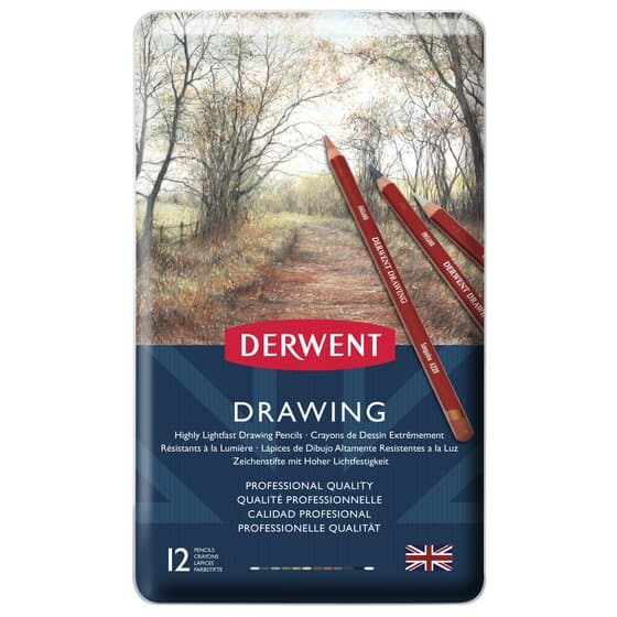 Derwent Drawing 0700671 sada 12 šestihranných pastelek čelní pohled
