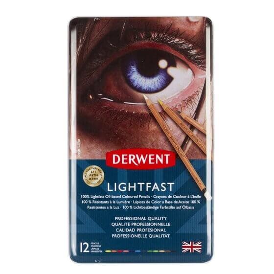 Derwent Lightfast sada 12 kulatých pastelů základní barvy
