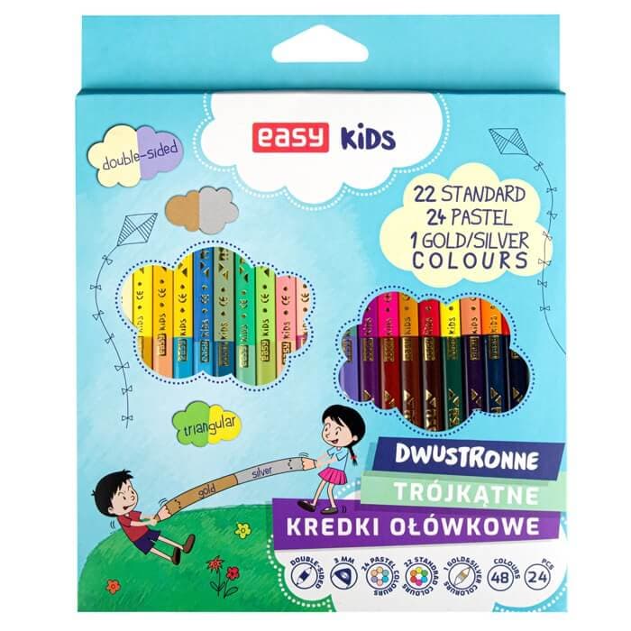 Easy Kids oboustranné pastelky trojhranné 24 kusů 48 barev