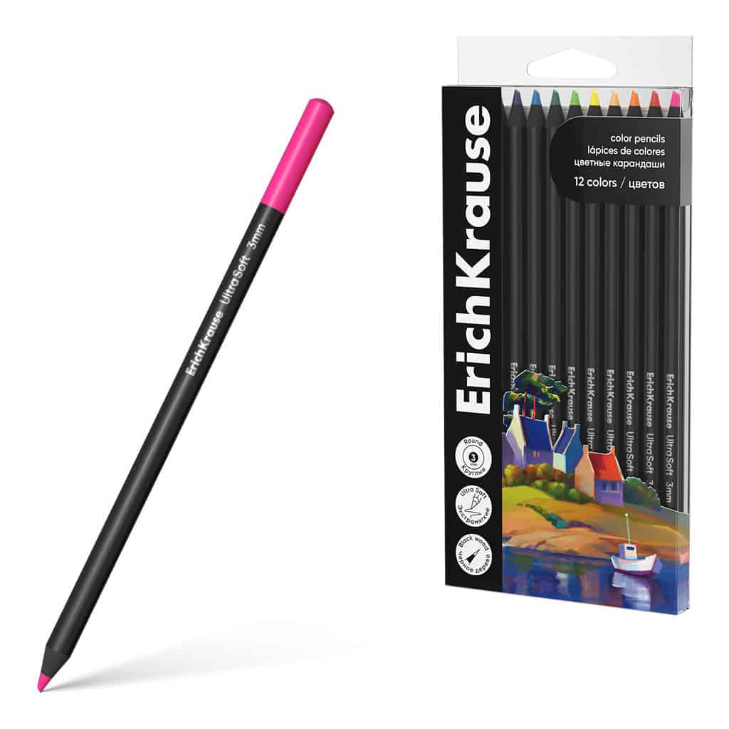 ErichKrause Art Spirit pastelky 12 barev černé dřevo