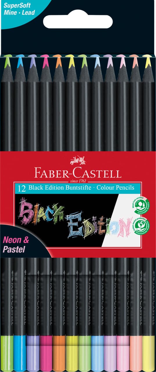 Faber-Castell Black Edition 12 pastelových a neonových barev