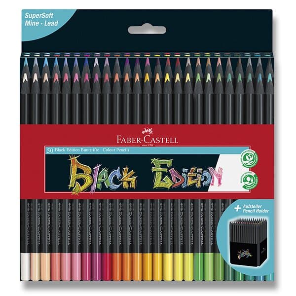 Faber-Castell Black Edition pastelky 50 barev trojhranné černé dřevo