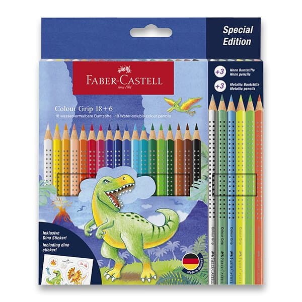 Faber-Castell Colour Grip Dinosaurus pastelky sada 24 barev