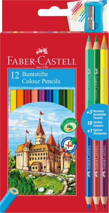 Faber-Castell EKO pastelky sada 12 barev šestihranné ořezávátko