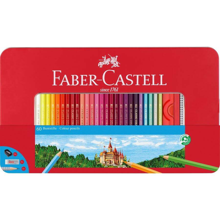 Faber-Castell EKO pastelky 60 ks kovové pouzdro s příslušenstvím